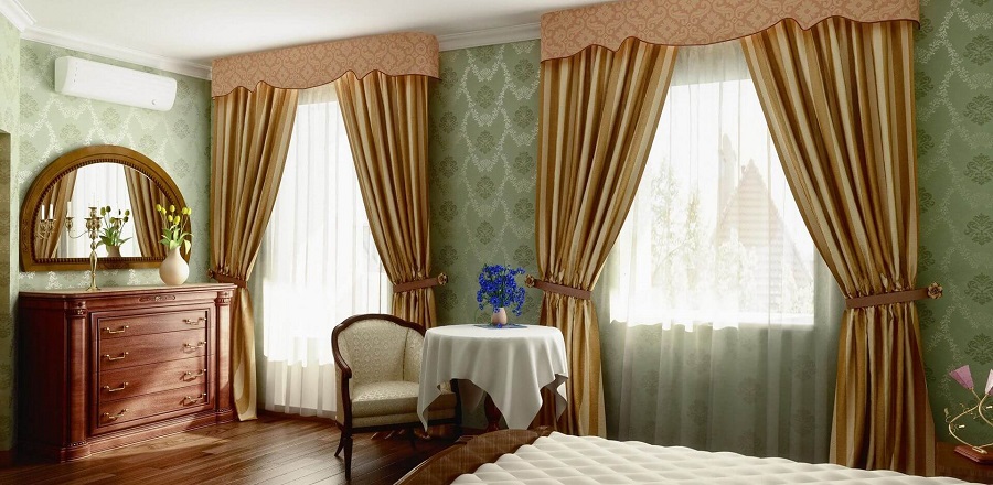Шторы с ламбрекеном в спальню